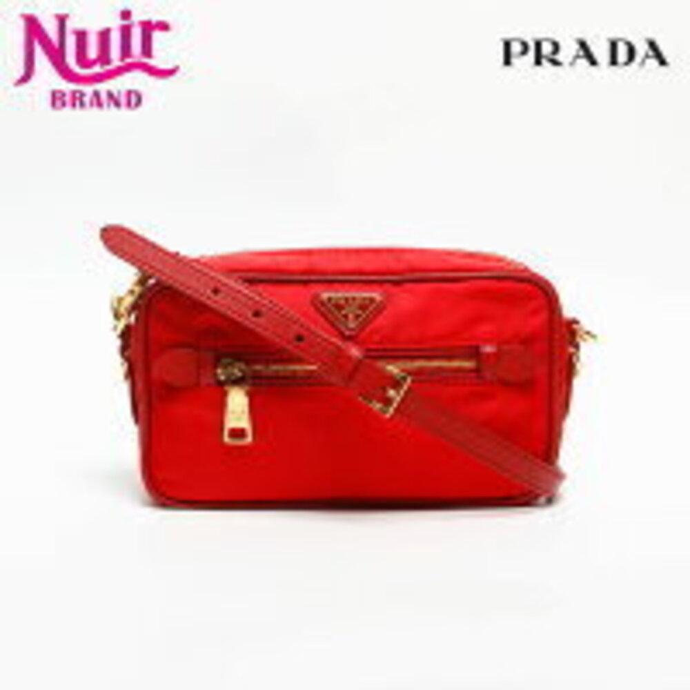 Prada Triangle Logo Shoulder Bag Red